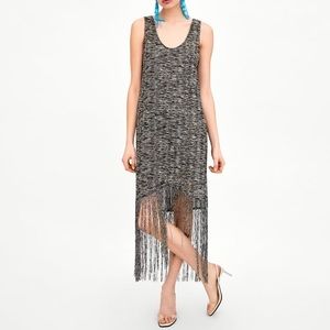 Zara Knit sleeveless fringe dress size M